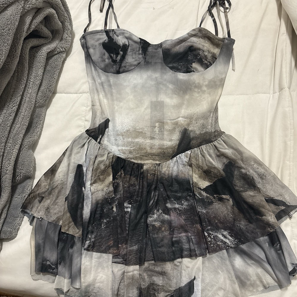 Fashion Nova Black and Gray Mini Dress